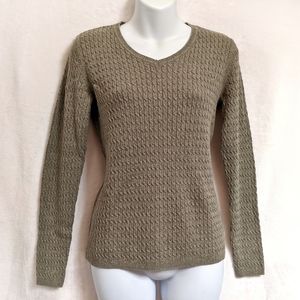 Karen Scott Cable-Knit V-Neck Sweater